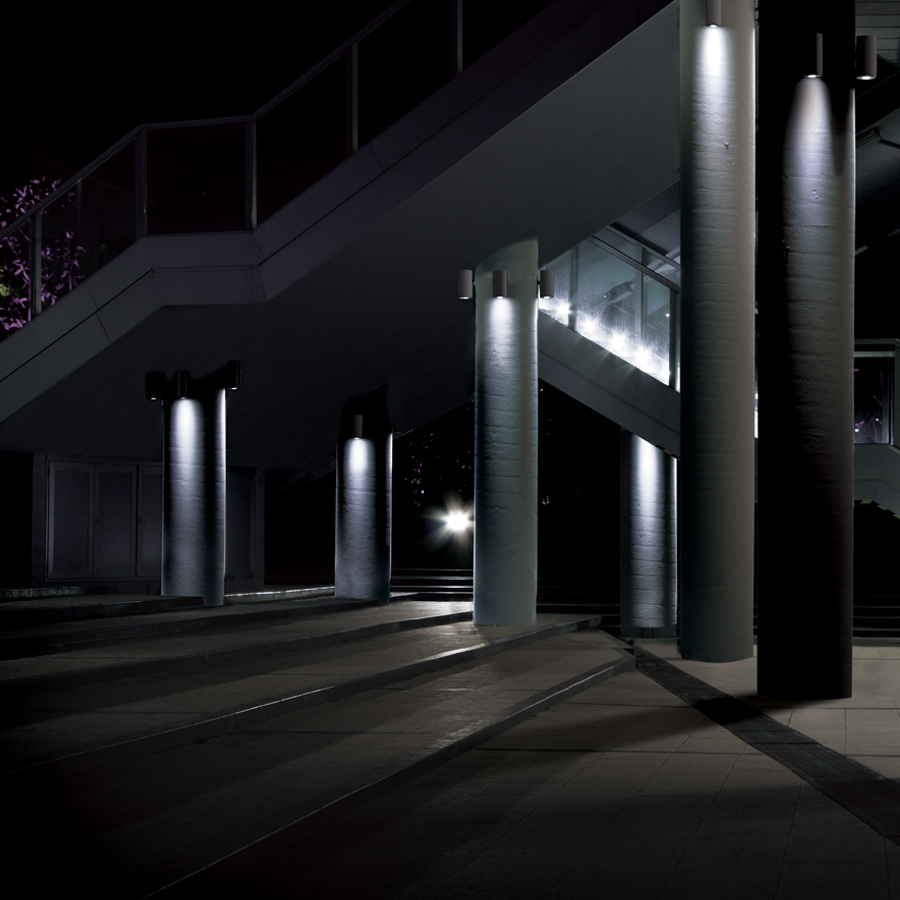 WAC Lighting DS-WD05-F40A-BK Tube Architectural 5 LED Light Away from Wall Flood Beam 4000K in Black Double